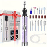 Taladro eléctrico portátil para uñas, set profesional de manicura y pedicura con 12 cabezales de pulido y 6 bandas de lijado, control inteligente de 4 velocidades, esencial para un cuidado preciso de uñas