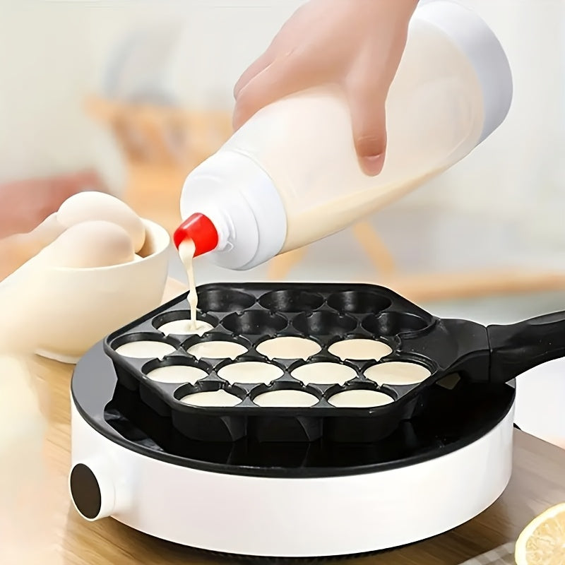 Dispensador manual para masa de panqueques de 33.8 oz con bola mezcladora - Plástico duradero, no necesita electricidad - Ideal para cupcakes, waffles, pasteles y repostería - Seguro para alimentos, herramienta de cocina, mezclador manual, medición preci