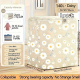 1pc Bolsa de almacenamiento de gran capacidad para ropa y edredones - Ultra gruesa, duradera no tejida organizador con patrón floral, ideal para mudanzas y embalaje, organizador de almacenamiento de ropa