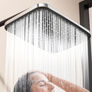 1pc Cabezal de Ducha Cuadrado - Flujo de Alta Presión Potente, Acabado Elegante Plateado/Negro, Montaje Fijo Diario para una Experiencia de Baño Lujosa - Accesorio de Baño Premium