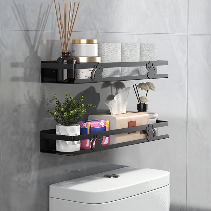 Estante de baño de hierro fundido, estante de almacenamiento de pared para inodoro, instalación fácil sin taladrar, organizador que ahorra espacio para pañuelos, champú, gel de ducha, accesorios de baño.