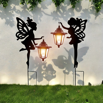 2 Piezas de Luces Solares QUTERHERO para Jardín - Decoración Impermeable con Siluetas Encantadoras, Carga Solar Automática y Luz Cálida, Construcción Duradera en Hierro para Patio, Césped o Exterior, Diseño Resistente al Clima, Adornos para Jardín y Terr