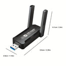 OURLIFE Adaptador WiFi Dual-Banda 5.3 USB con Doble Antena | Doble Banda 2.4GHz y 5.3GHz, Seguridad WPA2/WPA3-PSK | Compatible con USB 3.0/2.0 para Windows 10/11, Linux, MacOS 10.9-10.15 | Alta velocidad inalámbrica para juegos y oficina, Diseño negro el