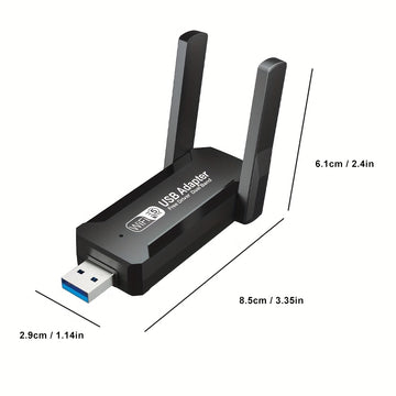 OURLIFE Adaptador WiFi Dual-Banda 5.3 USB con Doble Antena | Doble Banda 2.4GHz y 5.3GHz, Seguridad WPA2/WPA3-PSK | Compatible con USB 3.0/2.0 para Windows 10/11, Linux, MacOS 10.9-10.15 | Alta velocidad inalámbrica para juegos y oficina, Diseño negro el