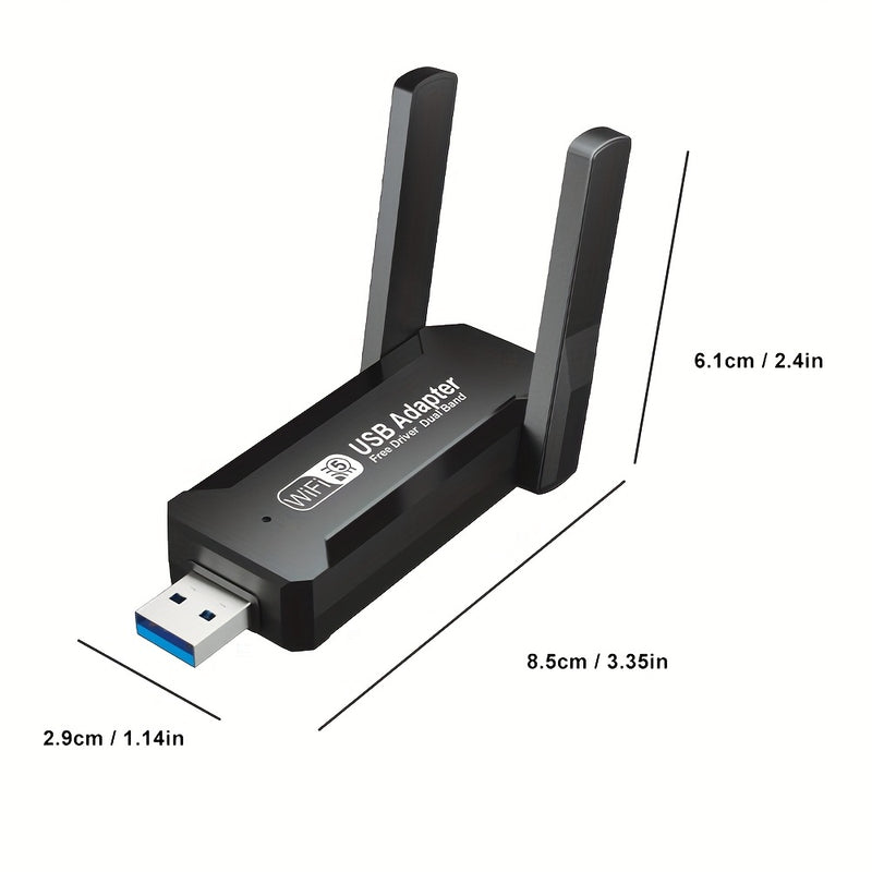 OURLIFE Adaptador WiFi Dual-Banda 5.3 USB con Doble Antena | Doble Banda 2.4GHz y 5.3GHz, Seguridad WPA2/WPA3-PSK | Compatible con USB 3.0/2.0 para Windows 10/11, Linux, MacOS 10.9-10.15 | Alta velocidad inalámbrica para juegos y oficina, Diseño negro el