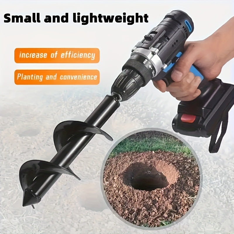 1 pieza de taladro de jardín de acero al carbono negro, taladro de tierra portátil sin enchufar para plantar, herramienta eficiente para cavar semillas y verduras, no requiere ensamblaje.