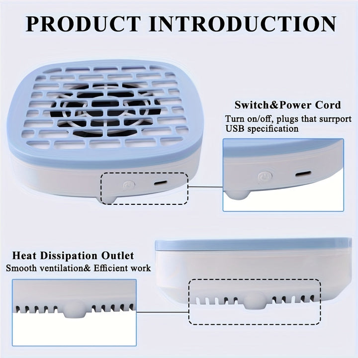 Aspiradora de Uñas con USB - Potente Succión, Compacta y Ligera con Filtro Lavable, Sin Batería Necesaria, Ideal para Hogar, Salón o Uso Personal (Azul/Blanco/Rosa) - Herramienta Perfecta para Arte en Uñas, Cepillo para Polvo de Uñas, Diseño Elegante, Ma