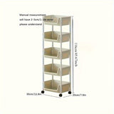 Estante de almacenamiento móvil de plástico de tres o cinco niveles con ruedas - Estante práctico, adecuado para sala de estar, dormitorio, residencia, uso en todas las estaciones.