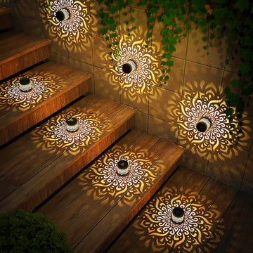 Linterna Solar para Valla Exterior - Lámpara de Metal IP65, Ideal para Jardín/Pasillos/Paredes/Decoración del Hogar con 26 Ambientes Festivos