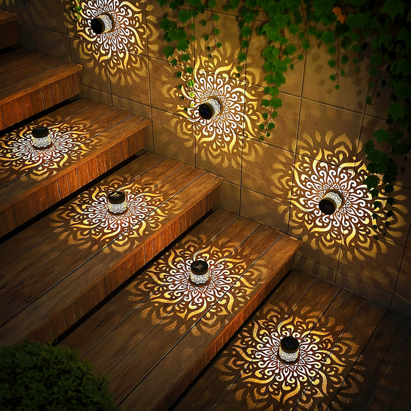 Linterna Solar para Valla Exterior - Lámpara de Metal IP65, Ideal para Jardín/Pasillos/Paredes/Decoración del Hogar con 26 Ambientes Festivos