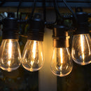 AVANLO 15.0 metros/8.99 metros de luces de cuerda solares para exteriores con control remoto - Bombillas LED S14 regulables, iluminación continua de 12 horas, diseño anticaída para jardines, cafeterías, calles, festivales y espacios públicos, luces solar