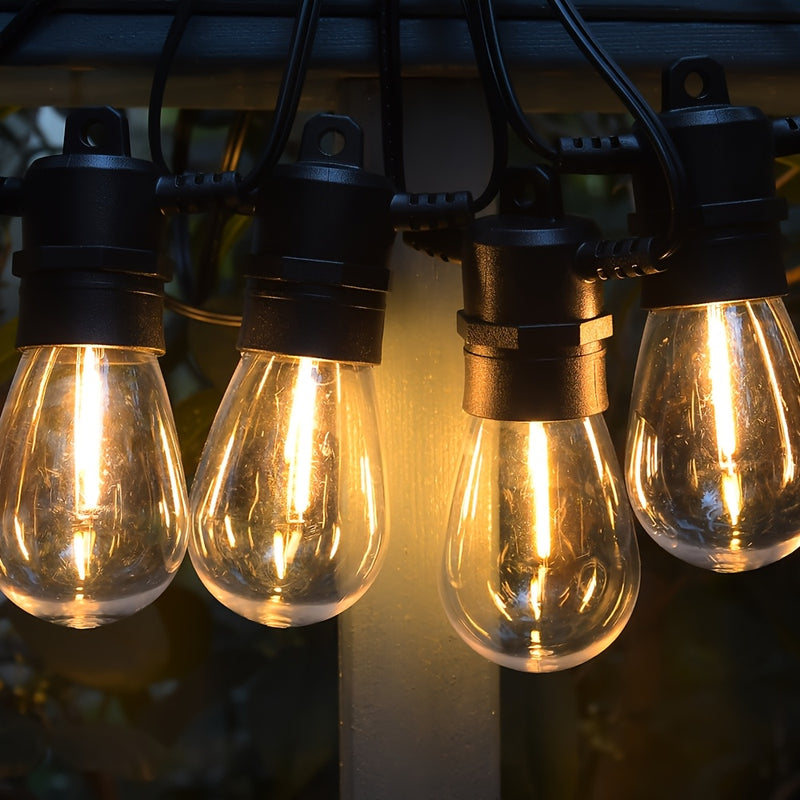 AVANLO 15.0 metros/8.99 metros de luces de cuerda solares para exteriores con control remoto - Bombillas LED S14 regulables, iluminación continua de 12 horas, diseño anticaída para jardines, cafeterías, calles, festivales y espacios públicos, luces solar