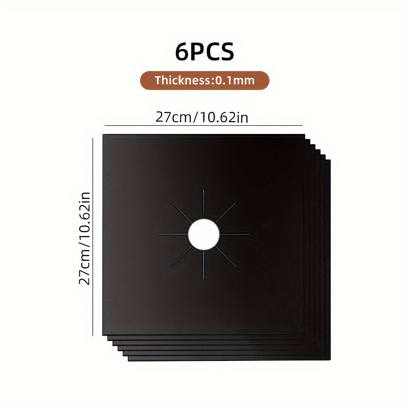 Conjunto de 6 Alfombrillas de Protección para Estufa de Gas 26.92cm x 26.92cm, Reutilizables, Estables a Altas Temperaturas, Seguras y No Tóxicas, Antiadherentes, Fáciles de Limpiar, Accesorios de Cocina