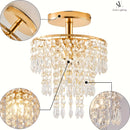 1 pieza de moderna elegante mini candelabro de cristal - Lujo moderno, luz de techo semi-inclinada, perfecta para fiestas de vacaciones, restaurantes, hoteles, dormitorios y salas de estar, estructura metálica, incluye hardware de instalación - Bombilla