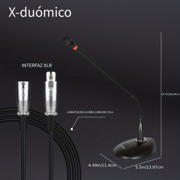 X-DUOMIC D38 Micrófono de plataforma con cable para voz de escritorio, tubo de cuello de ganso para conferencias