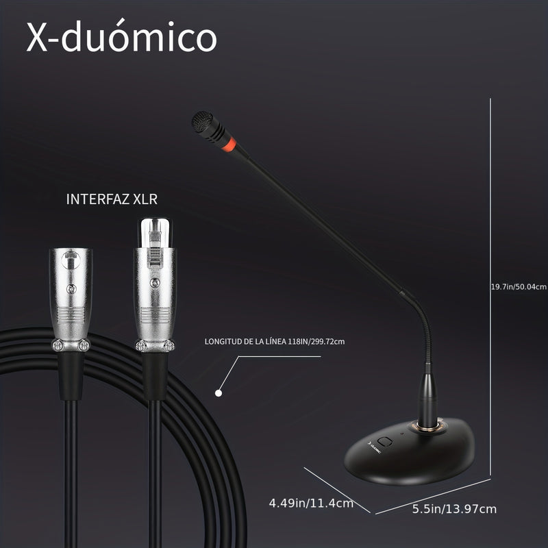 X-DUOMIC D38 Micrófono de plataforma con cable para voz de escritorio, tubo de cuello de ganso para conferencias