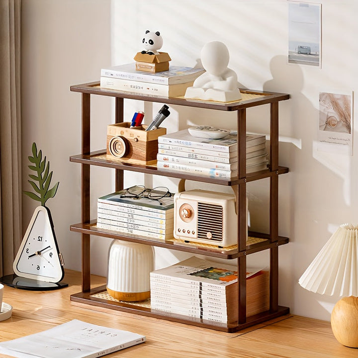 1pc Estante de Libros de Madera Moderno para Escritorio - Estante de Almacenamiento Montado en el Suelo para Sala de Estar y Estudio, Material de Madera Dura, No Requiere Electricidad, Montaje Fácil, Decoraciones para Estantes de Libros
