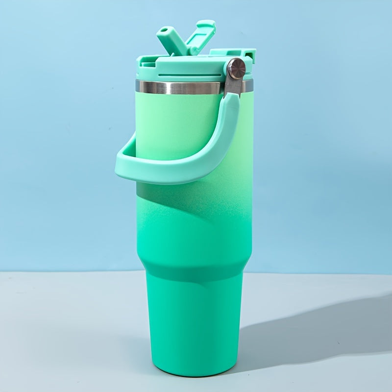 Botella de Agua Aislada al Vacío de Acero Inoxidable con Degradado de 40oz - A Prueba de Fugas, Doble Capa, Taza para Agua Caliente y Fría con Asa y Tapa, Libre de BPA, Ideal para Viajes, Oficina, Hogar, Uso Interior y Exterior