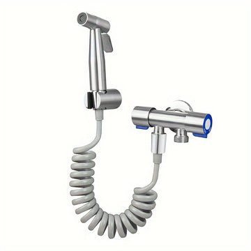 Kit de ducha portátil de alta presión de acero inoxidable con manguera de 4,8 pulgadas y soporte de pared - Boquilla auto-limpiante, resistente a fugas, para baño, inodoro, limpieza de mascotas, diseño moderno de montaje en pared, accesorio de limpieza d