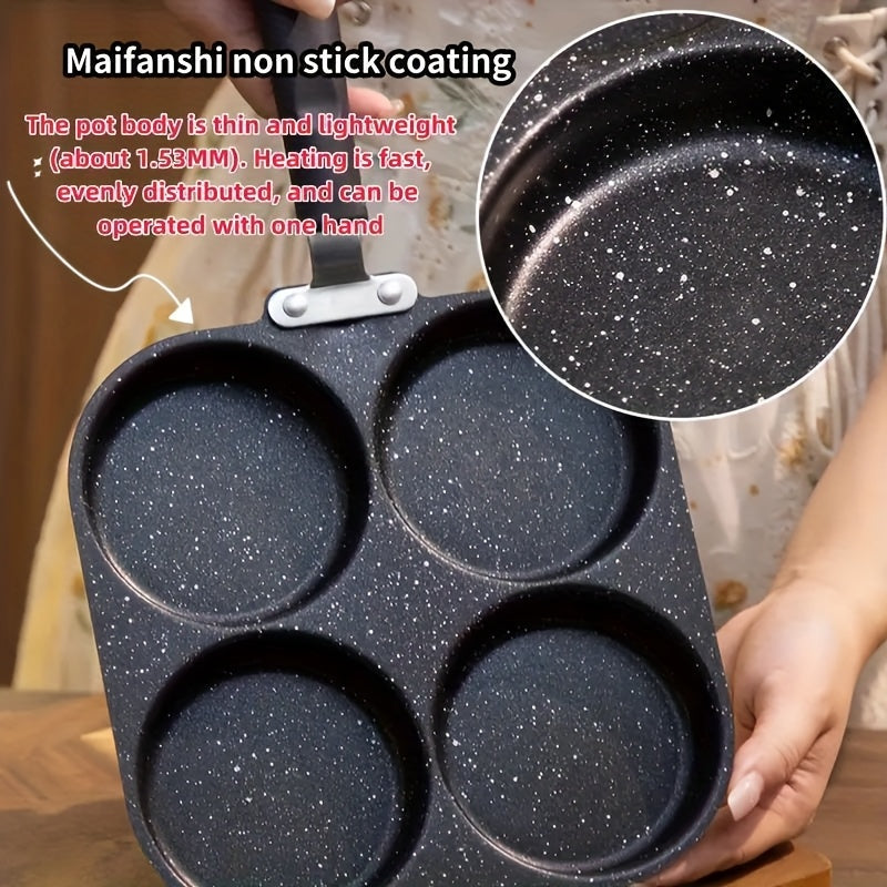 1pz Sartén de Hierro Fundido Antiadherente para Huevos y Tortillas GUANHUANG con Espátula - Compatible con Estufas de Gas/Eléctricas, Sartén Portátil para Desayuno en Casa y Viajes