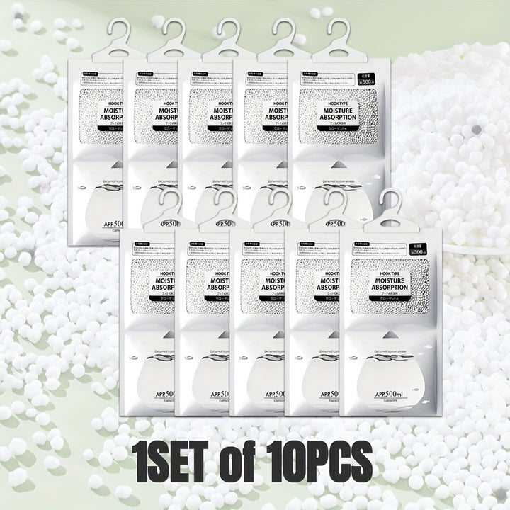 10pcs AAP 500ml Bolsas Absorbentes de Humedad Multiusos con Carbón Activado - Purificador de Olores y Deshumidificación Duradera para Armarios, Gabinetes y Almacenamiento - Ideal para Uso en Hogar, Dormitorio, Oficina y Hotel