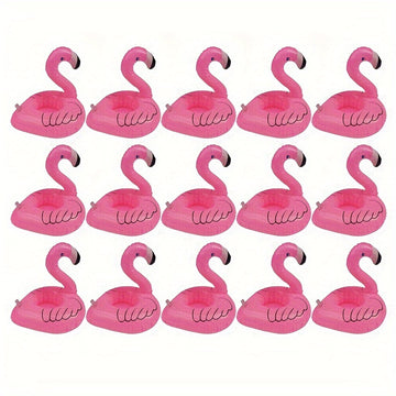 15pcs Portavasos Inflables de Flamenco Rosa - Posavasos Flotantes de PVC para Fiestas en la Piscina y Celebraciones de Verano, Decoración de Fiesta Linda y Duradera