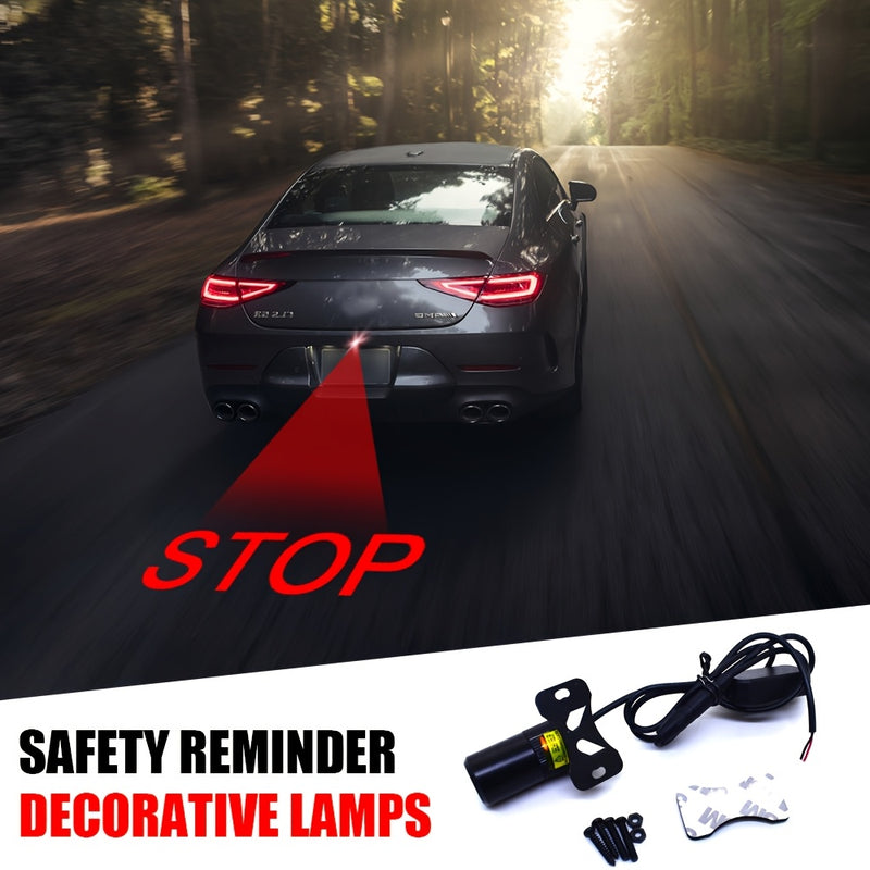 Luz de proyección LED de seguridad GCYS - Diseño de calavera STOP para autos y motocicletas, 12-24V con cableado duro, lámpara decorativa anticolisión con soporte ajustable, GCYS