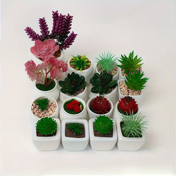 Combinación de 27 piezas de mini suculentas DIY, muebles de exhibición para cocina y sala de estar, decoración creativa interior y exterior, planta verde bonsái para primavera, otoño, Festival de Acción de Gracias y Cosecha