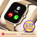 Reloj inteligente de 4,65 cm con llamada inalámbrica, pantalla digital, batería de litio recargable, caja de aleación de zinc, movimiento electrónico, correa de silicona y acero inoxidable - Compatible con varios teléfonos