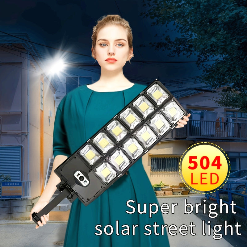 1 unidad de foco solar para jardín con 504 LED, luz exterior de pared con sensor de movimiento, montaje semiempotrado, 3 modos, batería de litio recargable, iluminación exterior para jardín, pared, garaje, porche - incluye hardware de montaje y control r
