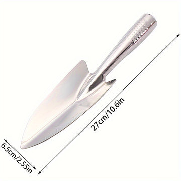 Juego de herramientas de jardinería de acero inoxidable - Pala, rastrillo y cuchara de tierra duraderas con marcas de escala, adecuadas para plantar en casa, rastrillar y cavar | Mango ergonómico | Herramientas de jardinería esenciales