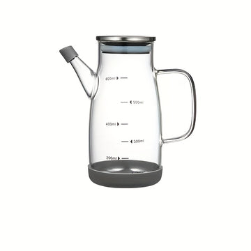 Dispensador de Aceite de Vidrio de 20oz a Prueba de Fugas con Tapa y Mango de Acero - Libre de BPA, Perfecto para Aceite de Oliva, Vinagre, Condimentos - Ideal para Cocina, BBQ, Camping, Picnics