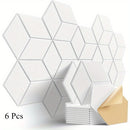 6 paneles acústicos autoadhesivos de alta densidad, 30.48 cm x 25.4 cm x 1.02 cm - Diseño en Y elegante, a prueba de fuego y reducción de ruido, espuma acústica (gris moderno), eliminación de eco de calidad profesional, paneles para tratamiento acústico