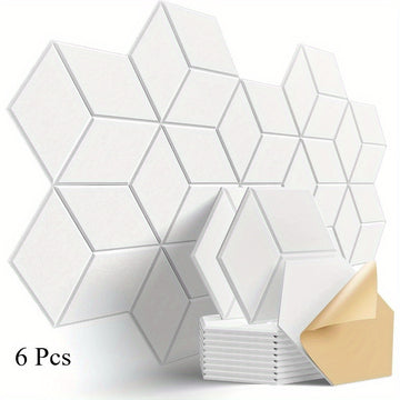 6 paneles acústicos autoadhesivos de alta densidad, 30.48 cm x 25.4 cm x 1.02 cm - Diseño en Y elegante, a prueba de fuego y reducción de ruido, espuma acústica (gris moderno), eliminación de eco de calidad profesional, paneles para tratamiento acústico