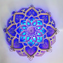 Luz nocturna LED de ambiente mandala de madera, regalos creativos tallados tridimensionales, artesanías colgantes de decoración para el hogar, regalos de Navidad, cumpleaños