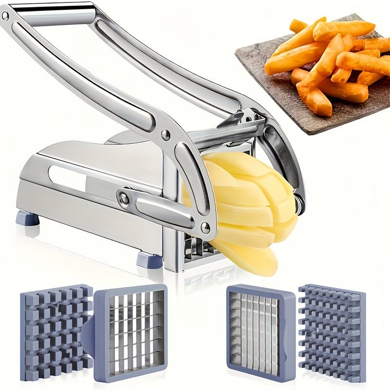 Cortador de frutas y verduras de acero inoxidable, cortador de papas, fabricante de patatas fritas, cortador de papas para papas, zanahorias, pepinos - Herramienta de preparación de alimentos duradera y fácil de limpiar
