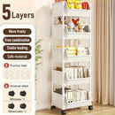 Carrito organizador giratorio de 5 niveles con ruedas – Plástico resistente, ahorrador de espacio para utensilios de cocina, productos de limpieza, ropa, libros y más – Ideal para el hogar, oficina o baño, isla de cocina | Organizador multifuncional | Ca
