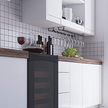 4-Pack de estantes de vino de hierro, acabado barnizado, estante colgante multipropósito para cocina, bar en casa y almacenamiento de gabinete de vino