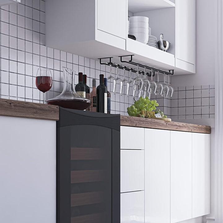 4-Pack de estantes de vino de hierro, acabado barnizado, estante colgante multipropósito para cocina, bar en casa y almacenamiento de gabinete de vino