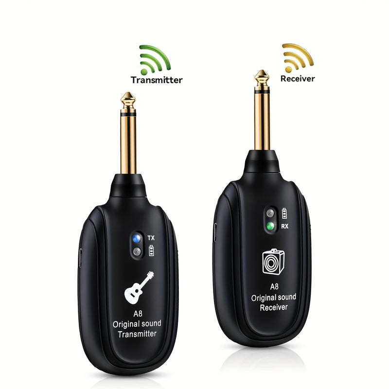 Sistema de Guitarra Inalámbrico con Batería Recargable - Transmisor y Receptor para Acústica, Bajo, Violín, Teclado e Instrumentos Eléctricos - ABS Duradero, Negro