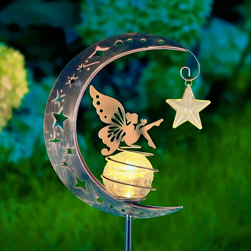 Decoraciones solares para jardín, luces de hadas lunares, globo de vidrio agrietado solar, luces LED cálidas para senderos pequeños, céspedes y patios, y como regalos para madres, abuelas y damas