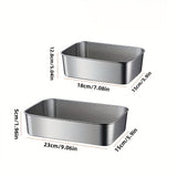 8 piezas de recipientes de almacenamiento de acero inoxidable grandes y medianos con tapa, contenedores cuadrados para alimentos, organizador de refrigerador, cajas de almacenamiento para exteriores, utensilios de cocina