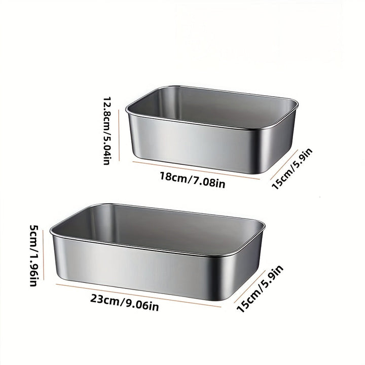 8 piezas de recipientes de almacenamiento de acero inoxidable grandes y medianos con tapa, contenedores cuadrados para alimentos, organizador de refrigerador, cajas de almacenamiento para exteriores, utensilios de cocina