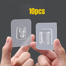 10pcs Ganchos Adhesivos de Plástico Transparente Modernos, Soporte de Regleta de Pared con Hebilla de Encaje, Sujeción Sin Taladro para Organización de Baño y Puertas, Ganchos de Utilidad de Fácil Instalación