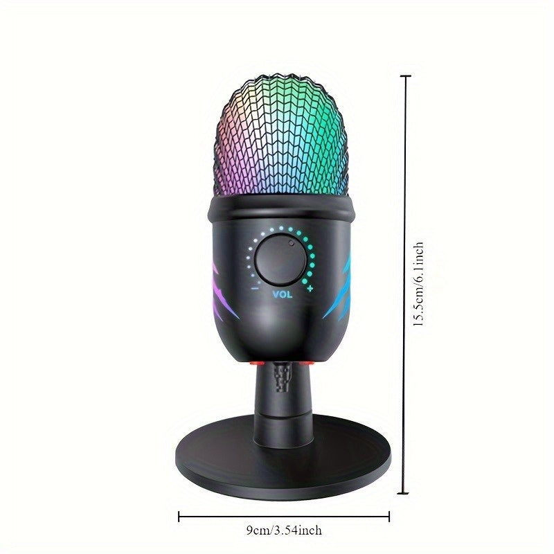 Microfono USB Profesional para Gaming y Streaming - Cancelación de Ruido de Estudio, Conector para Auriculares Integrado, Anillo LED, Plug & Play, Alimentado por USB (), Micrófono para Juegos, Configuración para Podcasting, Equipo de Audio Elegante, Soni