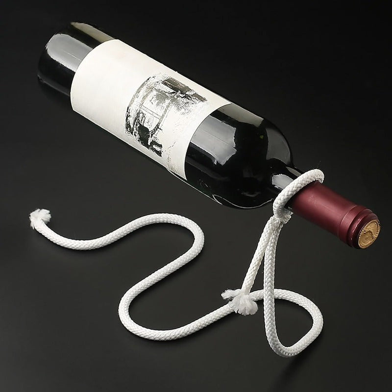 Soporte para botellas de vino con ilusión flotante, serpentina de acero inoxidable - Decoración creativa para bar en casa y regalo original, exhibidor de vinos | Almacenamiento único para vinos | Cuerdas de acero inoxidable, portabotellas