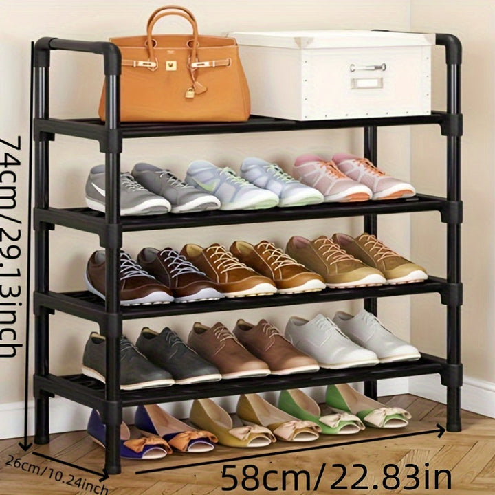 1 estante para zapatos de metal negro, organizador de 5 niveles que ahorra espacio, estante de almacenamiento multifuncional resistente para botas y zapatos, ideal para entrada, dormitorio, sala de estar y clóset, mueble para pasillo | Solución de almace