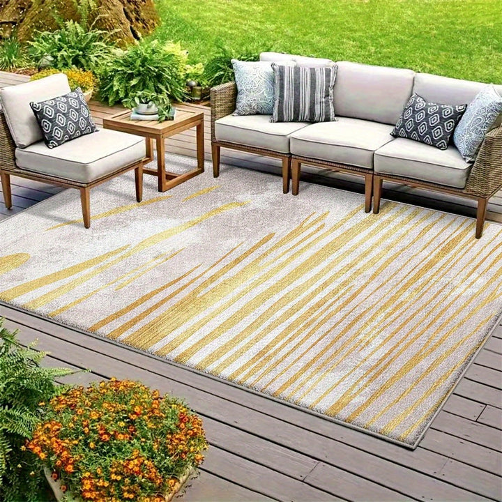 Alfombra de Lujo Seven Deer Lavable a Máquina - Tejido Plano 100% Poliéster con Diseños Rayados/ Cuadros/Sólidos, Base Antideslizante, Tamaños Grandes hasta 2.16m² para Camping, Jardín y Uso Interior