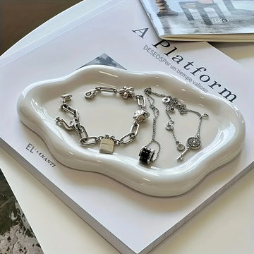Plato decorativo de cerámica, plato con diseño de nube, plato para guardar joyas, decoración para el hogar, regalo de Navidad, regalo de Año Nuevo, regalo para hombres, regalo para mujeres