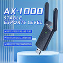 Adaptador Ultra-Rápido 2-en-1 WiFi 6 & 5.0 USB - 1800Mbps Doble Banda (2.4GHz/5.8GHz), Tarjeta de Red Inalámbrica 802.11AX, Dongle USB 3.0 Plug-and-Play para Computadoras de Escritorio y Portátiles, Diseño Negro Elegante con Indicadores LED, Adaptador Pl
